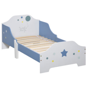 Magán: Lit pour enfants de 3 à 6 ans design étoiles sommier à lattes inclus chambre moderne 143 x 74 x 59 cm bleu blanc