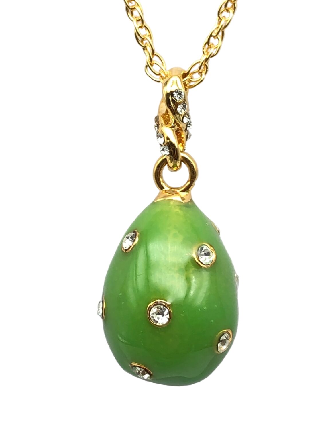 Magán: Green Egg Pendant Gold Necklace