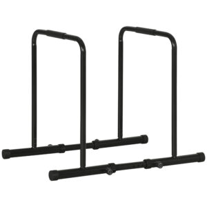 Magán: Dips Barre Parallèle Station de Musculation en Acier, Hauteur et Espacement Réglables, 90-102x65x80-90cm, Noir