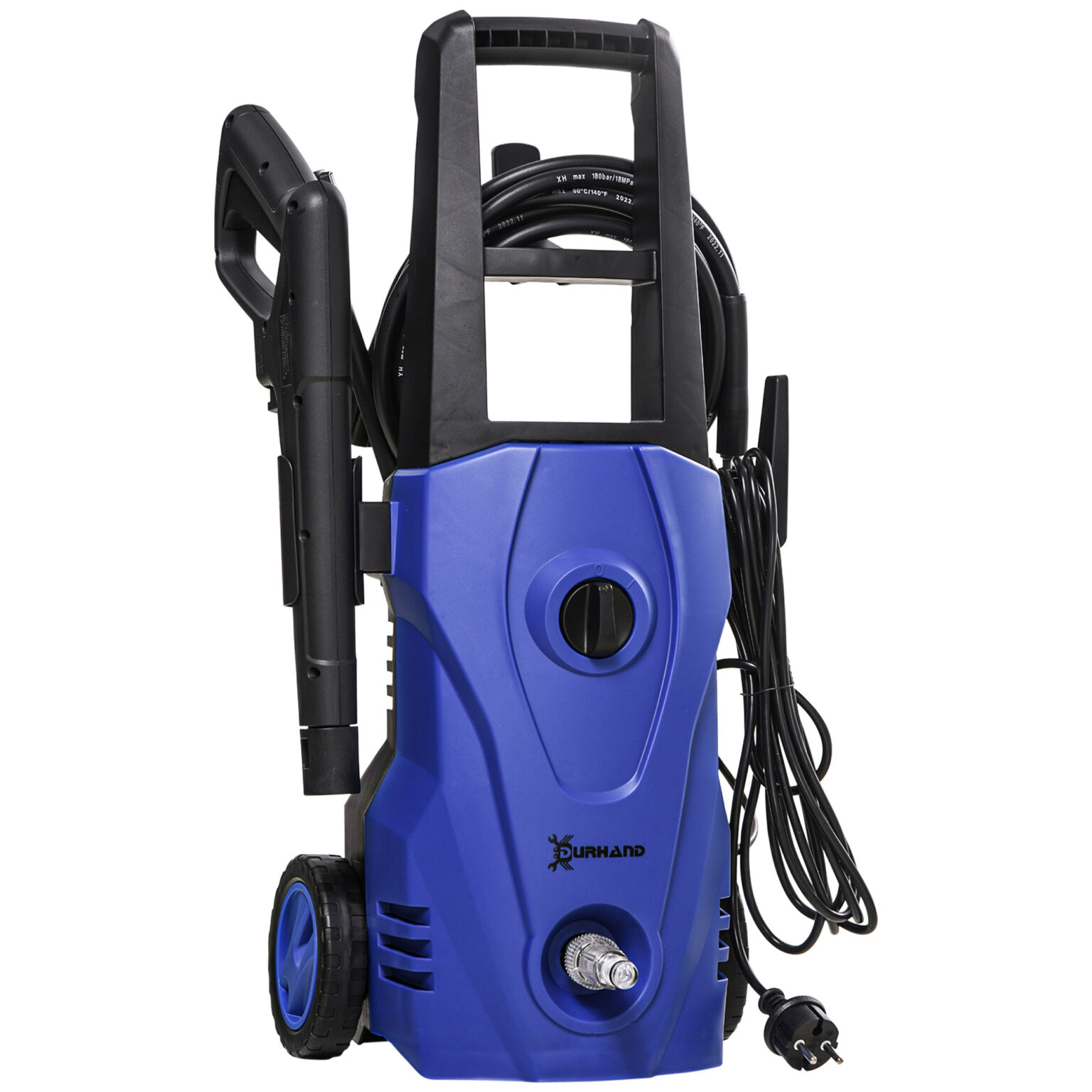 Magán: Nettoyeur Haute Pression 1600W, Débit 432 L/h, Pompe en Aluminium 130 Bars, Tuyau 6m, Flacon de Savon, Bleu