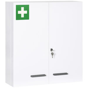 Magán: Armoire à pharmacie 6 étagères avec serrure et 2 clés de sécurité, 55x18x60 cm, blanc