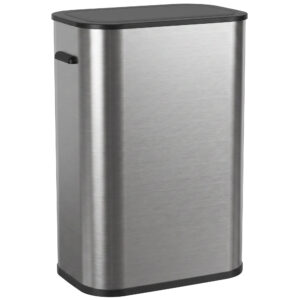 Magán: Poubelle de Cuisine Automatique 55L en Acier Inoxydable, Couvercle à Fermeture en Douceur, Fonctionne sur Piles, Argent