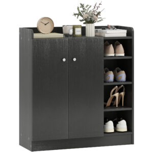 Magán: Meuble de rangement à chaussures pour entrée 12 paires – armoire à chaussures avec 4 compartiments ouverts- noir