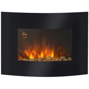 Magán: Cheminée électrique Murale éclairages latéraux LED Design Avant-gardiste Affichage LED avec télécommande et minuterie 900/1800 W luminosité réglable Noir