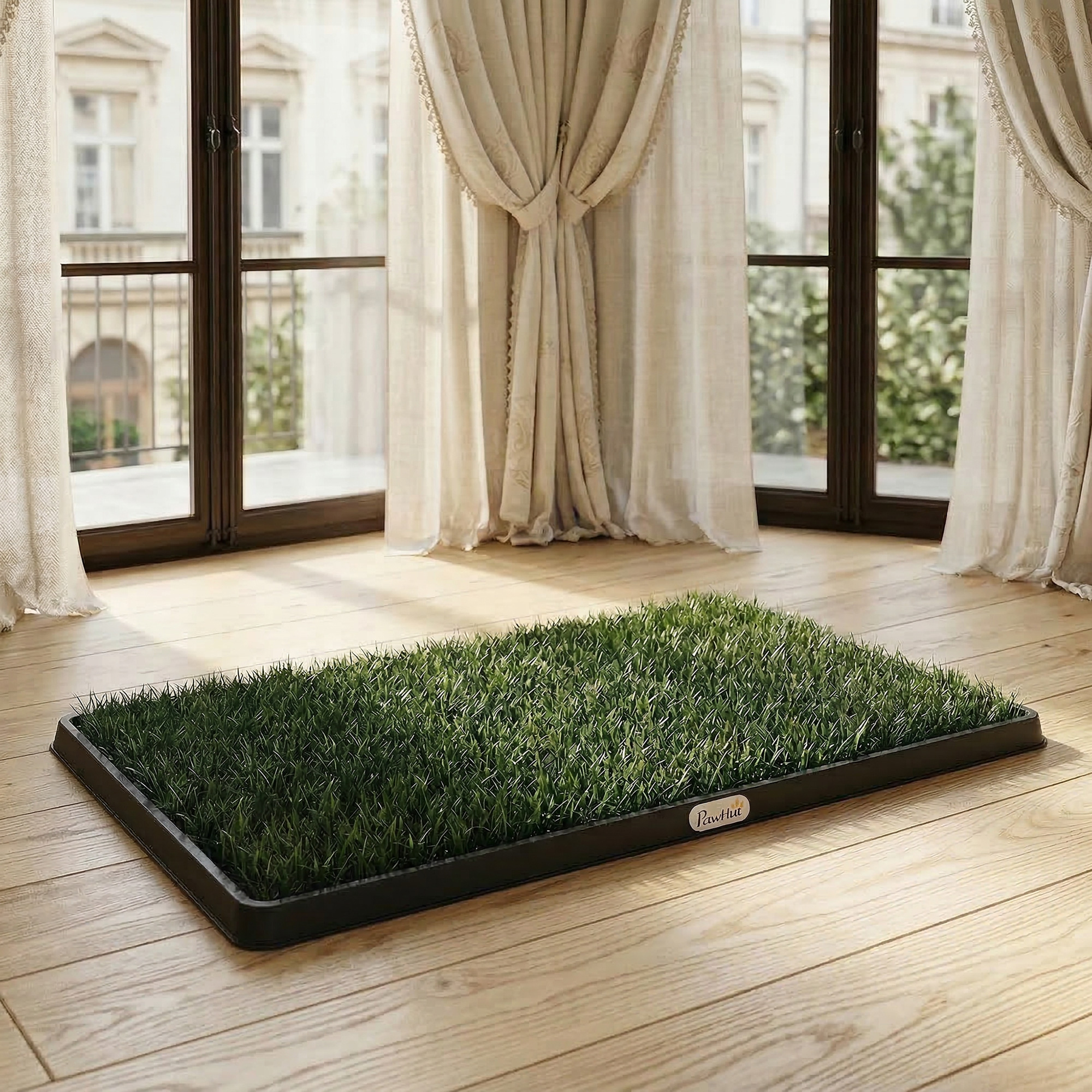 Magán: Toilette pour Chien Bac à Litière avec 2 Tapis en Gazon Artificiel et Grille de Drainage PP Lavable 76×50 cm Noir
