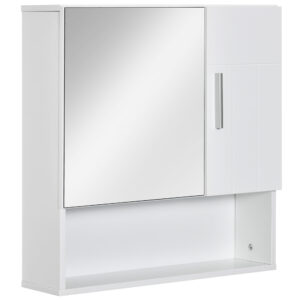 Magán: Armoire murale miroir de salle de bain avec portes et étagère réglable – dim. 54L x 15,2l x 55,3H cm blanc