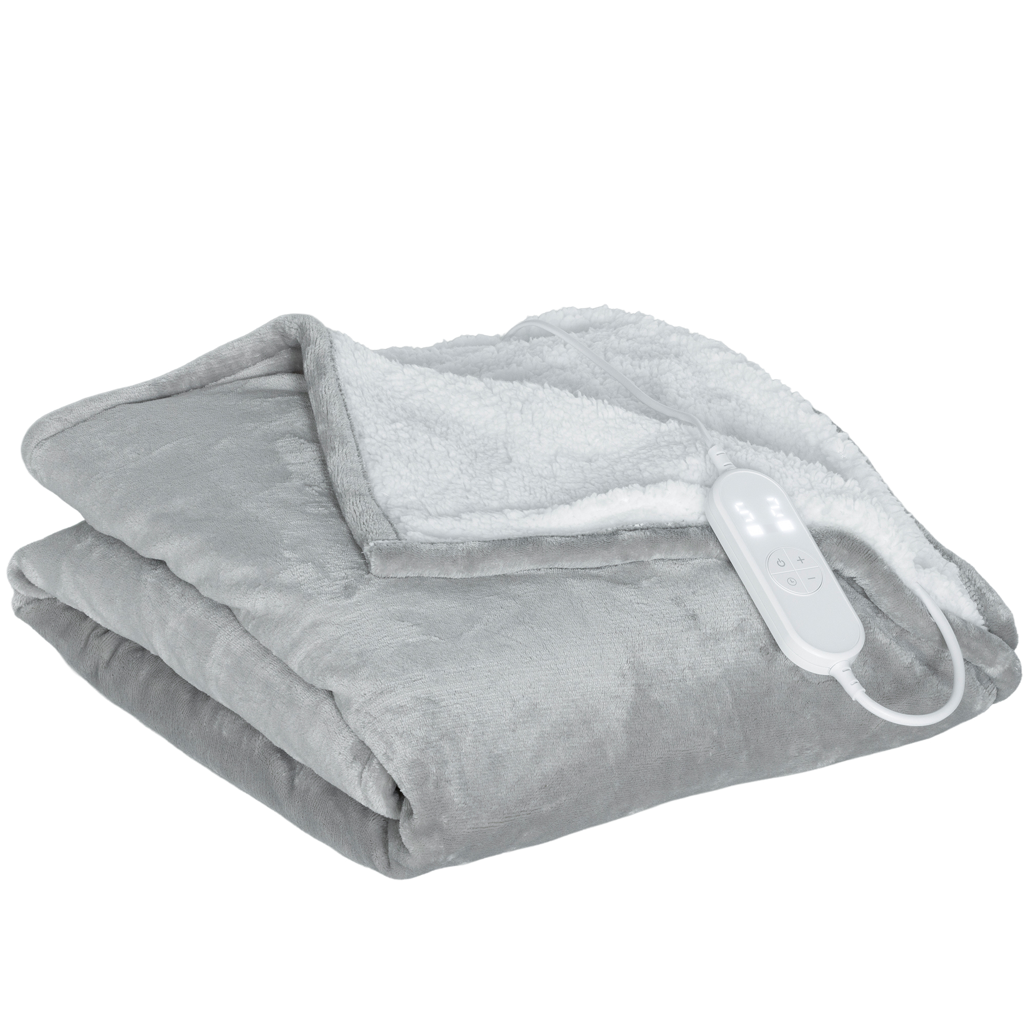 Magán: Couverture chauffante, plaid chauffant, 9 niveaux de chauffage, minuterie 9H, lavable en machine, 180x130cm, gris