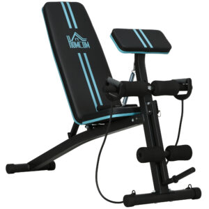 Magán: Banc de musculation pliable inclinable, banc réglable avec extenseur des jambes, acier, 54 x 160 x 106 cm, noir bleu