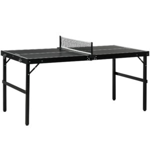 Magán: Mini table de ping pong pliable table de ping-pong d’intérieur avec filet, balles, poignée, 152 x 76 x 72 cm noir